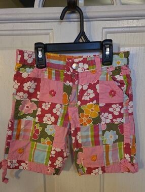 Gymboree Patchwork Floral Girls' Shorts - Pink, Green & Orange Size 7